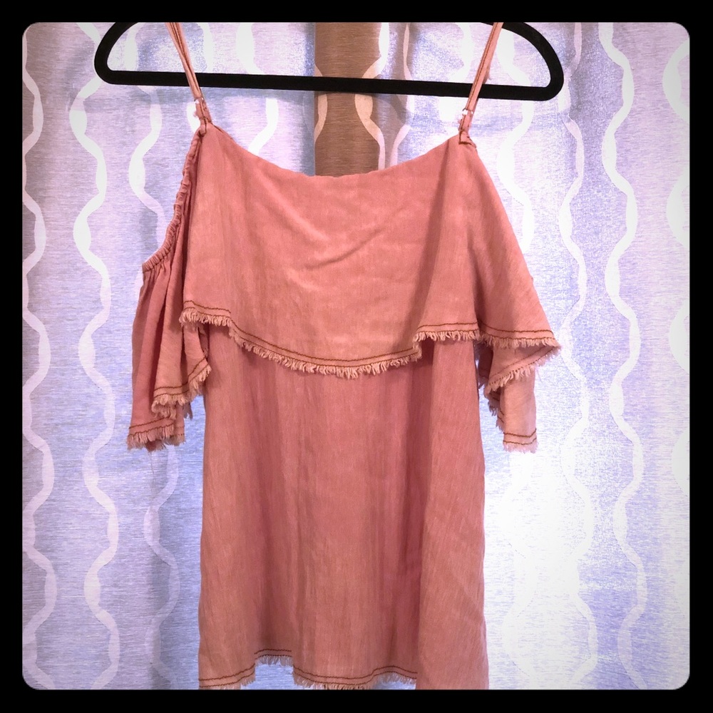Distressed off the shoulder top